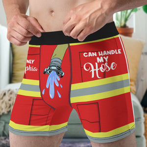 Only She Can Handle My Hose, Men Boxer Briefs, Funny Gift For Fireman - Boxer Briefs - GoDuckee