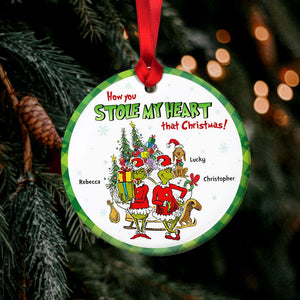 How You Stole My Heart That Christmas, Couple Gift, Personalized Ceramic Ornament, Green Monster Couple Ornament, Christmas Gift 03HTHN250923 - Ornament - GoDuckee