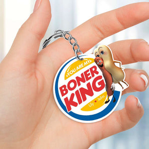 You're My Boner King, Gift For Him, Personalized Keychain, Naughty Sausage Couple Keychain, Couple Gift 03QHHN080823 - Keychains - GoDuckee