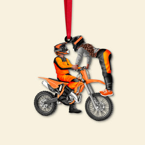 Motocross Couple, Personalized Acrylic Ornament, Gift For Christmas - Ornament - GoDuckee