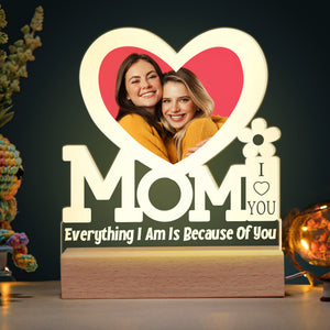 Personalized Gifts For Mom LED Light Everything I Am Is Because Of You - Led Night Light - GoDuckee