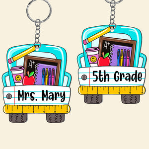 Personalized Blue School Stuffs Keychain Gift For Teacher - Keychains - GoDuckee