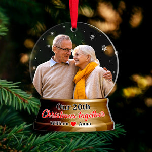 Our First Christmas Together, Personalized Custom Photo Ornament, Christmas Gift For Couple - Ornament - GoDuckee