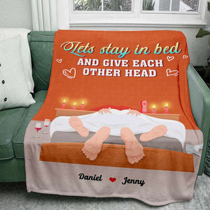 Lets Stay In Bed, Couple Gift, Personalized Blanket, Naughty Couple Blanket - Blanket - GoDuckee