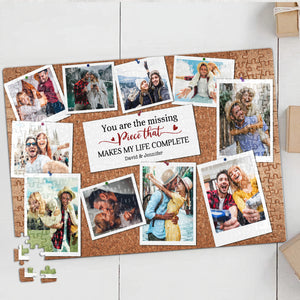 You're The Missing Piece That Makes My Life Complete, Couple Gift, Personalized Jigsaw Puzzle, Custom Couple Photo Puzzle - Wood Sign - GoDuckee