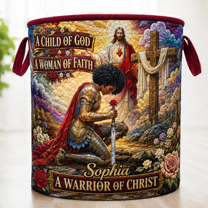 Kneeling Knight Quilted Laundry Basket - Personalized Gifts For Christians 01hudt180726 - Laundry Basket - GoDuckee