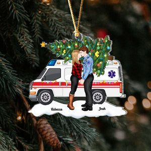 Gift For EMS Workers, Couple Gift, Personalized Acrylic Ornament, EMS Couple Ambulance Ornament. Christmas Gift - Ornament - GoDuckee