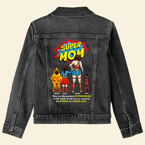Personalized Gifts For Mom Denim Jacket Super Power Mom 03HUDT020424PA - Denim Jacket - GoDuckee