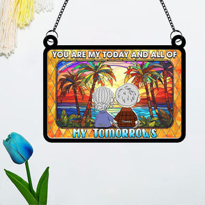 Personalized Gifts For Couple Suncatcher Ornament Holding Hand Cartoon Couple 02KAQN301224HG - Ornament - GoDuckee