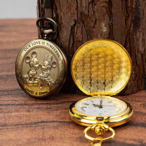 Love Is Timeless Pocket Watch - Personalized Gift For Couple 02TOLU230625 - Pocket Watch - GoDuckee