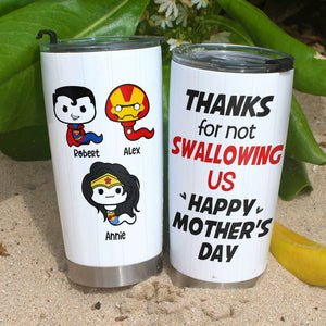 Thank Super Mom For Not Swallowing Us - Personalized Coffee Mug - Mother's Gift - Coffee Mug - GoDuckee