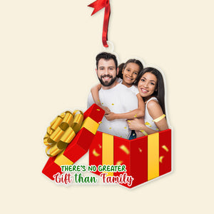 There's No Greater Gift Than Family, Custom Family Photo Ornament, Gift For Christmas - Ornament - GoDuckee