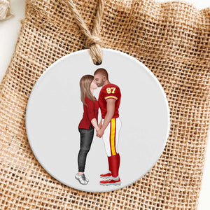 Football Couple 05acqn301023 Ceramic Circle Ornament - Ornament - GoDuckee