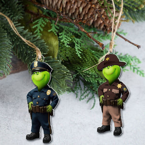 Police Christmas Ornament - Green Monster - Personalized Gifts For Police Officer Ornament, Law Enforcement - Ornament - GoDuckee