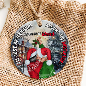 Personalized Ornament - Love Actually Couple Ceramic Circle Ornament - 01KAPO211123TM - Ornament - GoDuckee