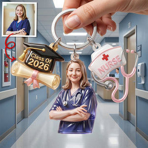 Proud Nurse Graduate Tag Keychain - Personalized Custom Photo Gift For Nurses 01NATN090526 - Keychains - GoDuckee