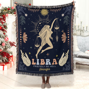 Zodiac Sign-Personalized Woven Blanket- Gift For Zodiac Lovers- Christmas Gift- Zodiac Sign Blanket - Blanket - GoDuckee