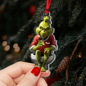 Funny Green Man On Toilet Personalized Acrylic Ornament 04QHHN271123 - Ornament - GoDuckee