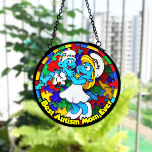 Personalized Gifts For Autism Mom Stained Glass, Blue Character 01tgpu210225 - Ornament - GoDuckee