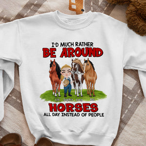 I'd Rather Be Around Horses All Day Personalized Shirt, Gift For Horse Lover - Shirts - GoDuckee