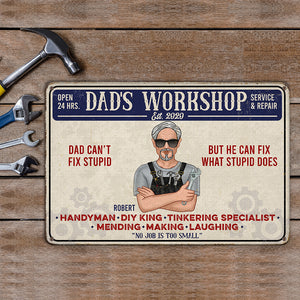 Daddy's Workshop Personalized Metal Sign, Gift For Dad, Father's Day Gift - Metal Wall Art - GoDuckee