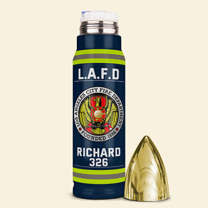 Fire Department Bullet Tumbler - Custom Fire Station Logo Gifts For Firefighter With Name, Number Tag 02qhqn121224 - Tumbler Cup - GoDuckee
