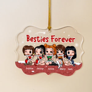 Besties Forever, Personalized Medallion Acrylic Ornament, 01NATN260723HH - Ornament - GoDuckee