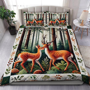 Personalized Gifts For Couple Quilt Bed Set, Romantic Deer Couple 03qhdt241224 - Blanket - GoDuckee