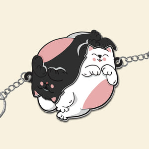 Personalized Cat Couple Keychains - Couple Gift For Pet Lover - Keychains - GoDuckee