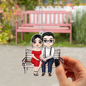 Couple Gift, Personalized Car Ornament, Couple Hugging Ornament - Ornament - GoDuckee