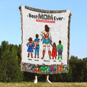 Personalized Gifts For Mom Woven Blanket Mother's Day Best Super Mom Ever 05ACHU030425PA - Blanket - GoDuckee