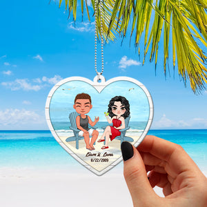 Gift For Couple, Personalized Car Ornament, Beach Couple Ornament, Anniversary Gift - Ornament - GoDuckee