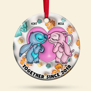 Sweet Cartoon Couple, Personalized 03NAPU261023 Ornament, Gift For Christmas - Ornament - GoDuckee