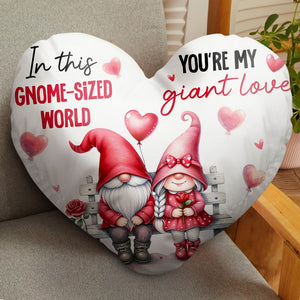 You're My Giant Love, Personalized Gnome Couple Heart-Shaped Pillow, Gift For Couple, Valentine's Gifts - Pillow - GoDuckee