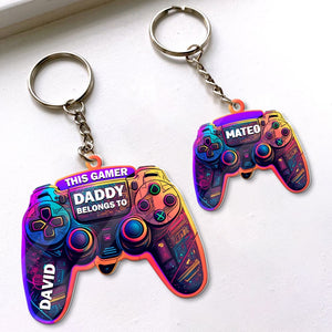 Personalized Gifts For Dad Keychain This Gamer Belongs To - Keychains - GoDuckee