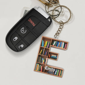 Personalized Gifts For Book Lover Keychain Alphabet Bookshelf - Keychains - GoDuckee