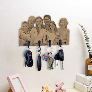 Custom Photo Gift For Family Wooden Key Hanger 10ACXX200824 - - GoDuckee