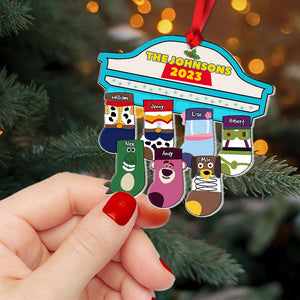 Gift For Family, Personalized Acrylic Ornament, Cartoon Socks Ornament, Christmas Gift 04QHHN261023 - Ornament - GoDuckee