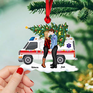 Gift For EMS Workers, Couple Gift, Personalized Acrylic Ornament, EMS Couple Ambulance Ornament. Christmas Gift - Ornament - GoDuckee