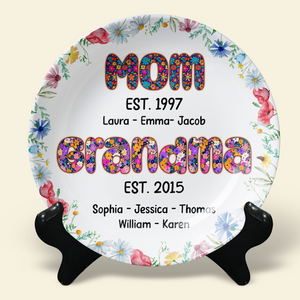 Personalized Gifts For Mom Ceramic Round Plate 02xqpu240325 - Ceramic Round Plate - GoDuckee