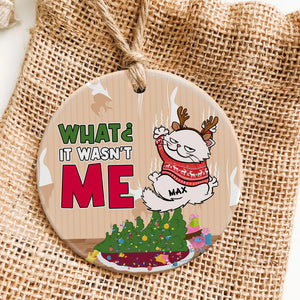It Wasn't Me-Personalized Ceramic Circle Ornament-Gift For Cat Lover- Christmas Gift- Cat Lover Ornament - Ornament - GoDuckee