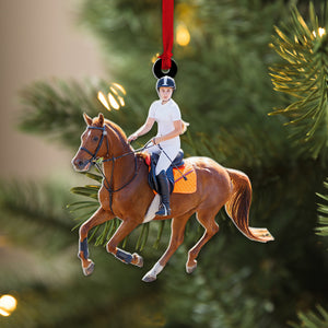 Personalized Custom Photo Ornament, Christmas Gift For Horse Riding Lover - Ornament - GoDuckee