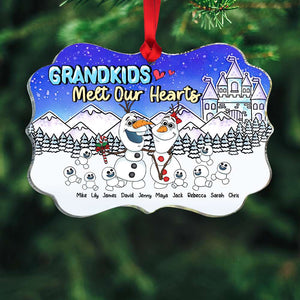 Grandkids Melt My Heart, Gift For Family, Personalized Acrylic Ornament, Snowman Grandkids Ornament, Christmas Gift 02HUHN260923HA - Ornament - GoDuckee