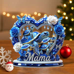 Ocean-Inspired Mama Turtle Plaque – Custom Christmas Gifts For Mom 02XQQN240425 - Shaped Plaques - GoDuckee