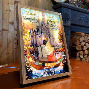 Love And Laughter Happily Ever After, Couple Gift, Personalized Light Picture Frame, Couple Hugging Suncatcher Light Frame 01HUHN190823TM - Poster & Canvas - GoDuckee
