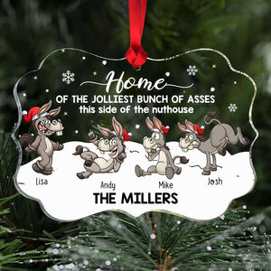 Home Of The Jolliest, Gift For Family, Personalized Ornament, Funny Donkey Family Ornament, Christmas Gift 05QHHN310823 - Ornament - GoDuckee