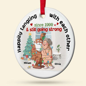 Happily Tangling With Each Other And Still Going Strong, Personalized Ornament For Old Couples, Couple Gift - Ornament - GoDuckee