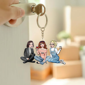 Personalized Gift For Friends Keychain Friends Sitting Together 11QHHN190124HH - Keychains - GoDuckee