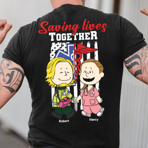 Personalized Gifts For Couple Shirt, First Responder Couple Saving Lives Together 02qhpu160125hg - Shirts - GoDuckee