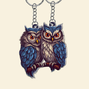 Personalized Owl Couple Keychains - Couple Gift - Keychains - GoDuckee